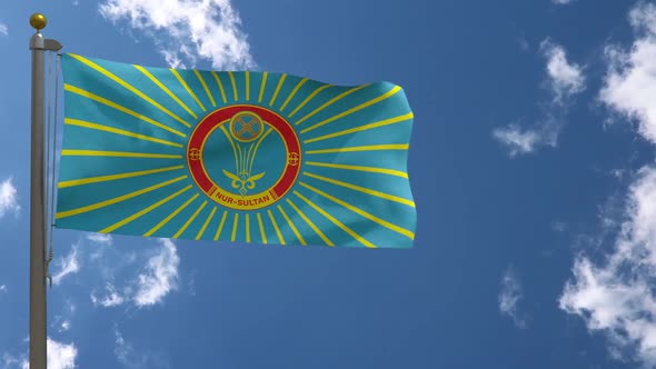 Nur Sultan City Flag Kazakhstan On Flagpole