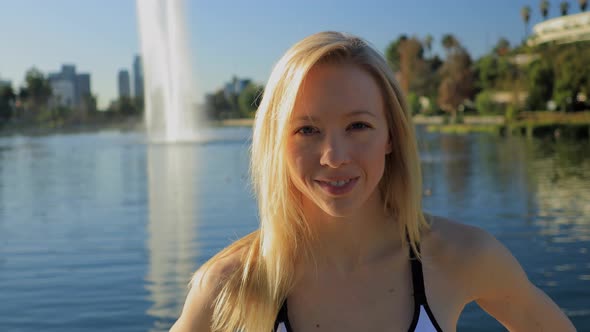 Athletic Woman Jogging In The Park