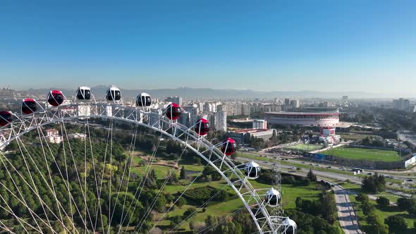 Ferris Wheel in Antalya Turkey Aerial View 4 K