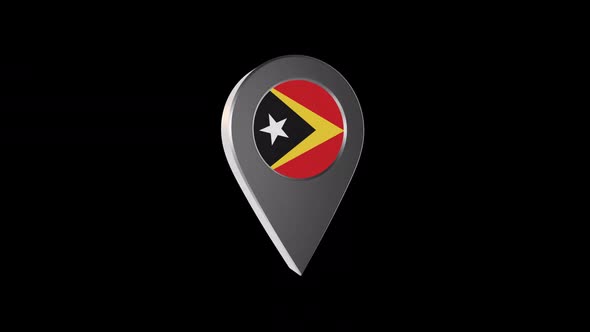 3d Animation Map Navigation Pointer With East Timor  Flag With Alpha Channel  - 2K