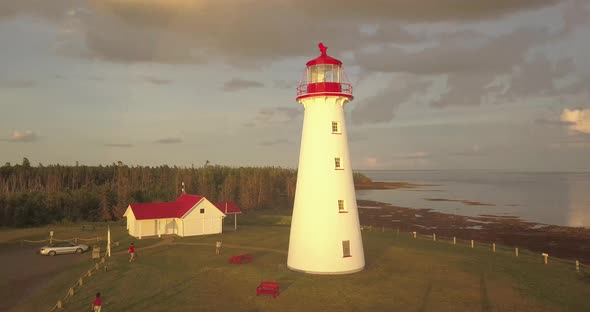 Drone going around lighthouse