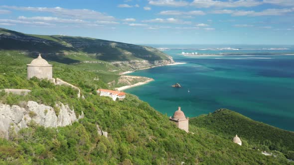 The Great Limestone Ridge of the Serra Da Arrabida Towering Over a Coastline