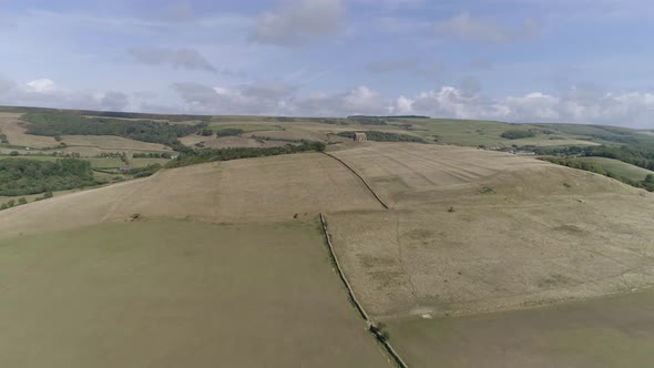 Forward tracking aerial of St Catherine's Chapel in the heart of west Dorset, near the town of Weymo