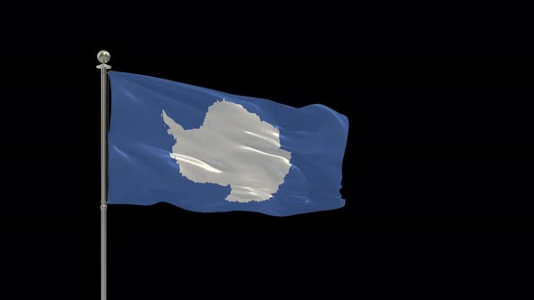 Antarctica Looping Of The Waving Flag Pole With Alpha