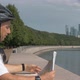 Man in Sportswear, Cycling Helmet, Examines a Paper Map of the City, - VideoHive Item for Sale