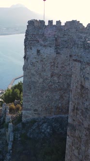 Vertical Video Alanya Castle  Alanya Kalesi Aerial View