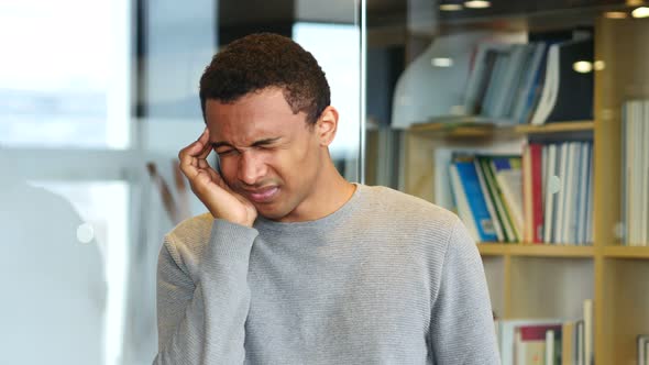 Headache, Stressed Afro-American Man