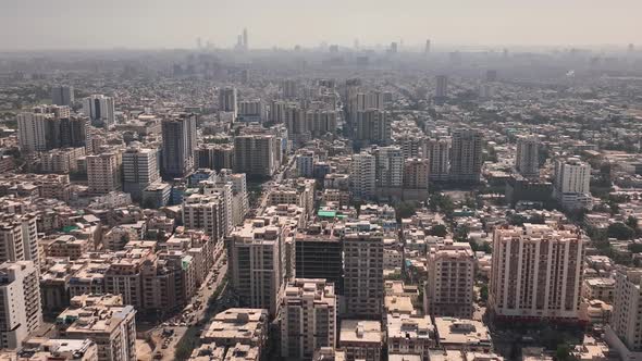 Aerial beautiful shot of Karachi city of Pakistan. Ariel view of the City, Karachi in Pakistan.