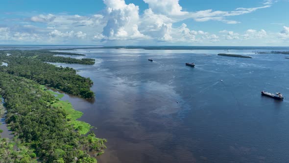 Amazon River at Amazon Rainforest. The biggest tropical rainforest of world. Manaus Brazil. Amazonia