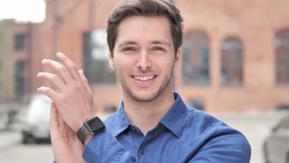 Applauding Successful Young Man, Clapping