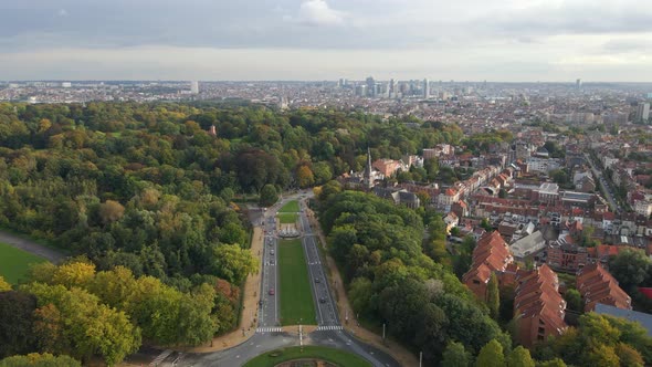 Aerial of city of Brussels Belgium