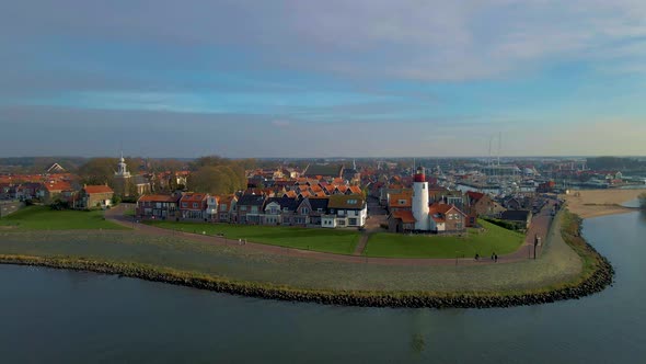 Urk Flevoland Netherlands a Sunny Spring Day at the Old Village of Urk with Fishing Boats at the