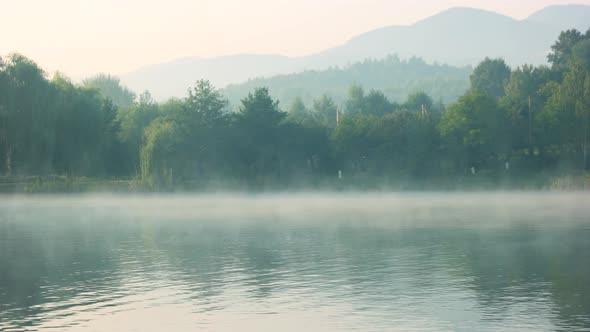 Foggy Lake in the Early Morning