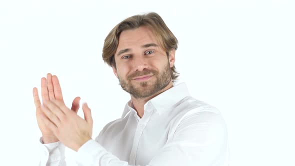 Clapping Man on white Background