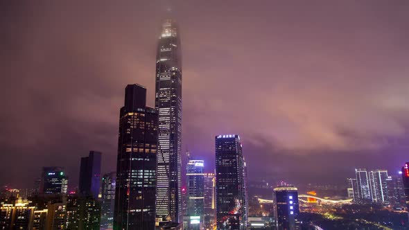 Timelapse Large Skyscrapers of Futian District in Shenzhen