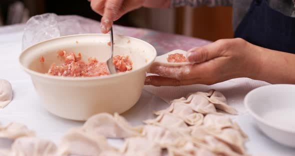 Making meat dumpling at home