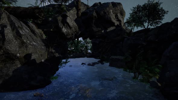 Milky Way Galaxy Over Sandstone Canyon Walls alt