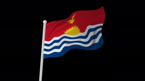 Kiribati Flag Flying Animated Black Background