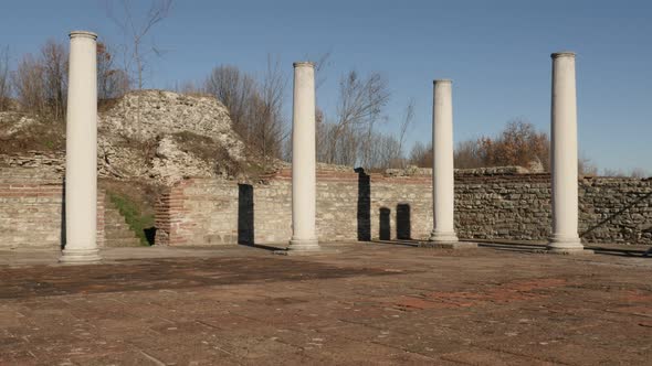 GAMZIGRAD, SERBIA - DECEMBER 25, 2017 Tilting on archaeological site of Felix Romuliana built by Rom