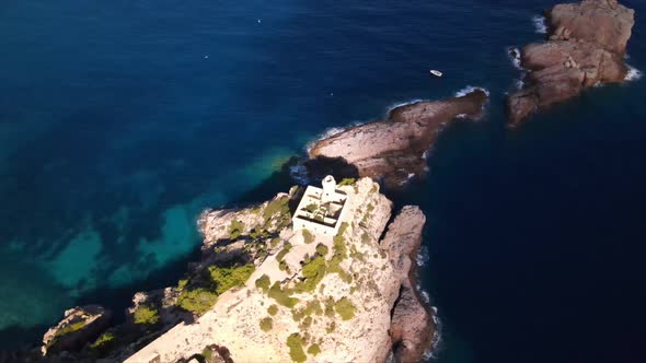 Punta Grossa lighthouse in Ibiza, Spain