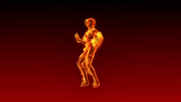 Fiery 3D Girl Hot Dance  Looped on Red