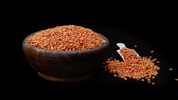 Red Lentil In Wooden Cup