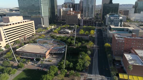 Aerial of a park and buildings alt