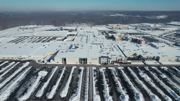 An aerial shot of Nile Ohio Eastwood which is covered with snow in winter. An amazing view