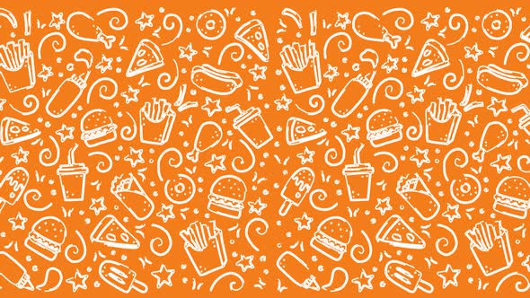 Fast Food Cute Sketch Doodle Background Animation