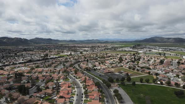 Aerial View of Hemet City in the San Jacinto Valley in Riverside County California