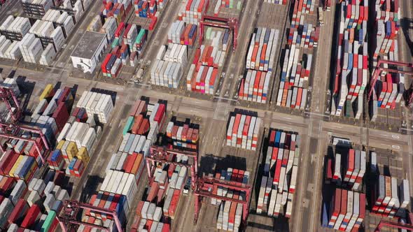 Top view of Kwai Chung Cargo Terminal in Hong Kong