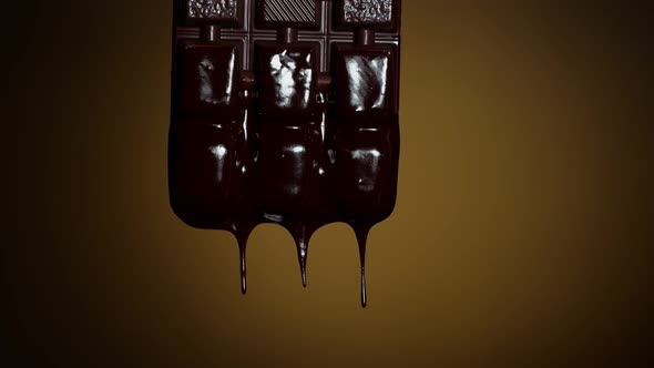 Melted Liquid Dark Chocolate Dripping From Chocolate Bar Molten Hot Chocolate Dessert Flowing