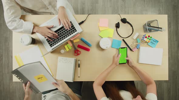 Business People Working in Modern Office Top View