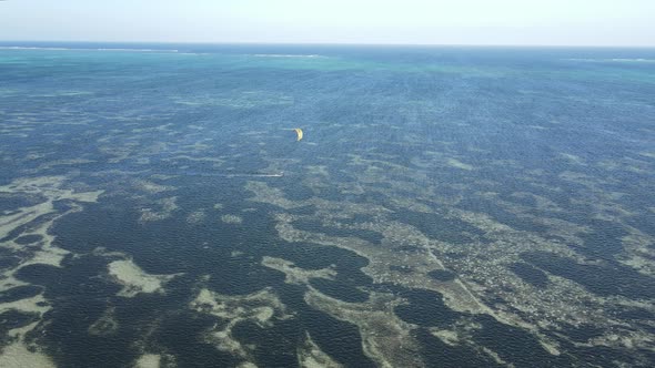 Zanzibar Tanzania  Kitesurfing Near the Shore Slow Motion