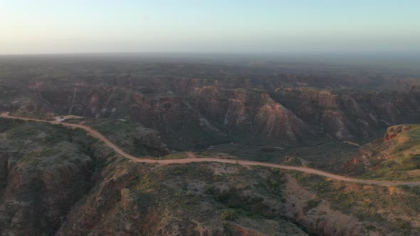 Sunset at Charles Knife Canyon, Cape Range National Park, Exmouth, Western Australia 4K Aerial Drone