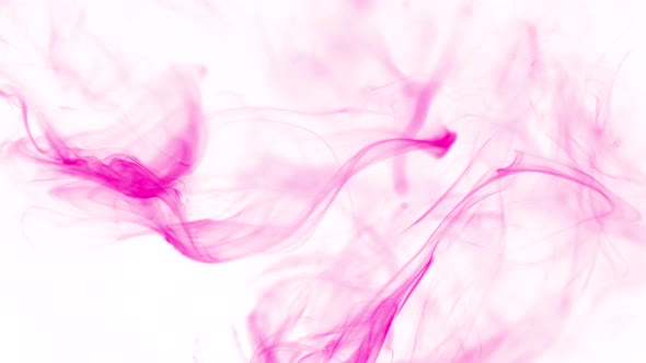 Super Slow Motion Shot of Flowing Pink Smoke Isolated on White Background at 1000Fps