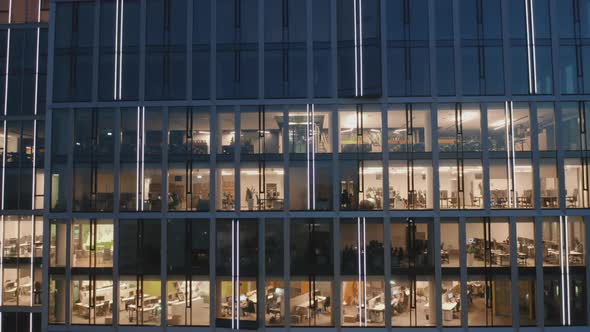 Aerial View of a Skyscraper at Night