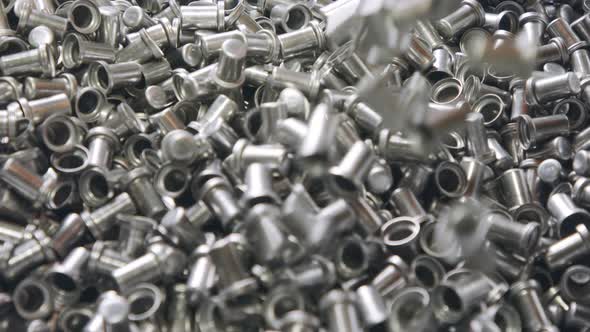 Metal parts in a modern industrial production line