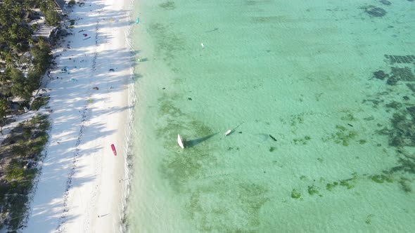 Boats in the Ocean Near the Coast of Zanzibar Tanzania Slow Motion