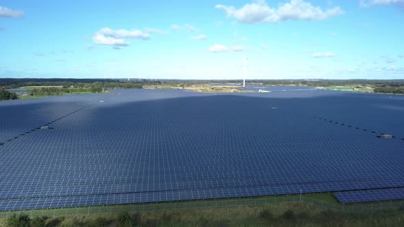 Aerial of The Eggebek Solar Park, Germany's largest photovoltaic power station