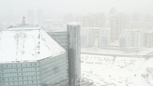 Top View of the Snowcovered National Library in Minsk