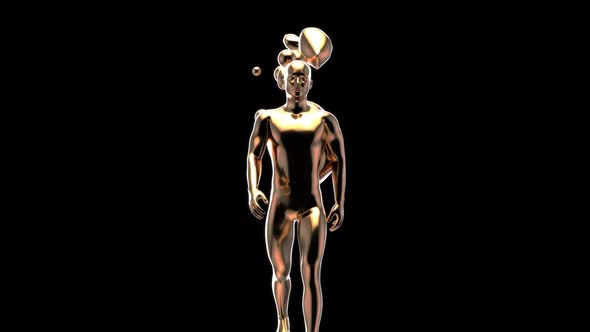 3D Anatomy concept of a golden man walking