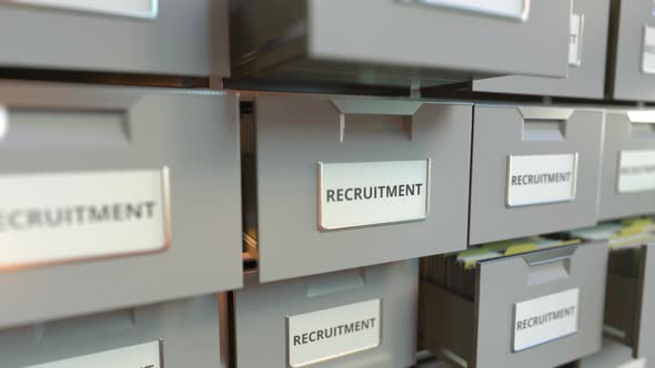 File Cabinet with RECRUITMENT Text