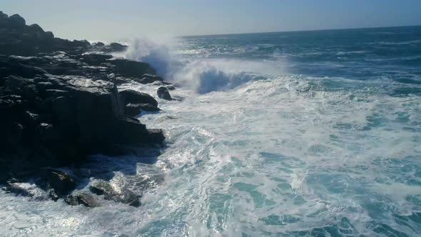 Crashing Waves on a Rocky and Dangerous Coast