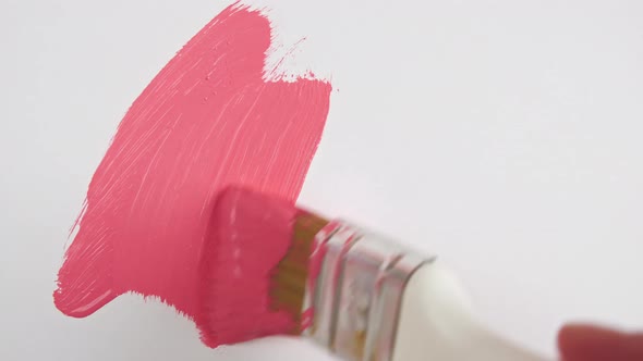 Pink Acrylic Paint on a White Background