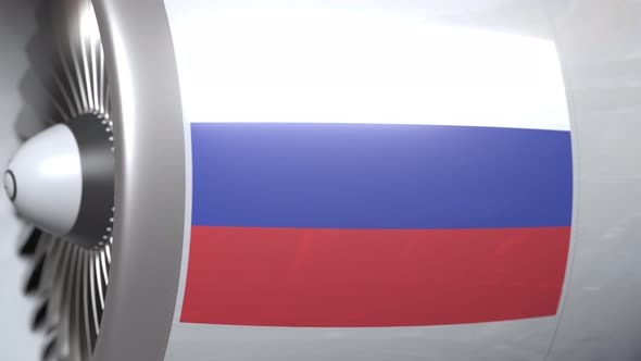 Airplane Turbine with Flag of Russia alt