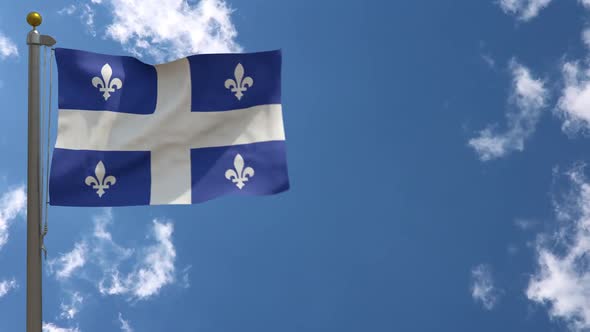 Quebec Flag (Canada) On Flagpole