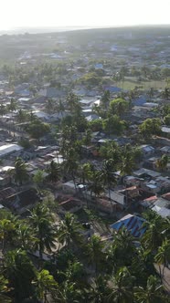 Zanzibar Tanzania  Aerial View of Houses Near the Coast Vertical Video