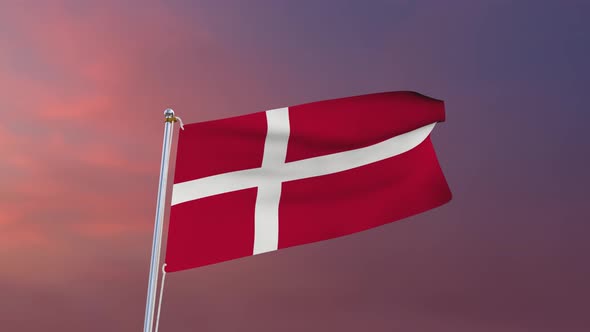 Flag Of Denmark Waving 4k