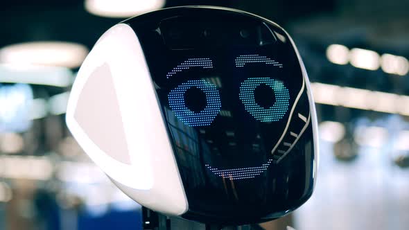 Futuristic Bot Expressing Emotions on Its Face